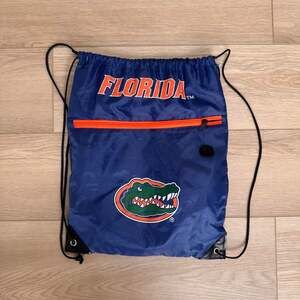 Florida Gators Drawstring Backpack Blue Orange Gym Bag Zip Pocket
